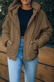 LC856045-17-S, LC856045-17-M, LC856045-17-L, LC856045-17-XL, LC856045-17-2XL, Brown Winter Coats for Women Outdoor Zipper Hooded Coat Outwear with Pockets