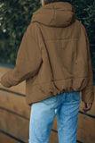 LC856045-17-S, LC856045-17-M, LC856045-17-L, LC856045-17-XL, LC856045-17-2XL, Brown Winter Coats for Women Outdoor Zipper Hooded Coat Outwear with Pockets