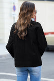 LC8511383-2-S, LC8511383-2-M, LC8511383-2-L, LC8511383-2-XL, LC8511383-2-2XL, Black Womens Boyfriend Shirt Ribbed Shacket Loose Fit Long Sleeve Tops