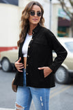 LC8511383-2-S, LC8511383-2-M, LC8511383-2-L, LC8511383-2-XL, LC8511383-2-2XL, Black Womens Boyfriend Shirt Ribbed Shacket Loose Fit Long Sleeve Tops