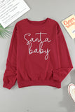 LC2539411-3-S, LC2539411-3-M, LC2539411-3-L, LC2539411-3-XL, LC2539411-3-2XL, Red Women's Long Sleeve Christmas Santa Baby Print Sweatshirt