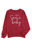 LC2539411-3-S, LC2539411-3-M, LC2539411-3-L, LC2539411-3-XL, LC2539411-3-2XL, Red Women's Long Sleeve Christmas Santa Baby Print Sweatshirt