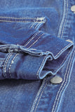 LC8511533-5-S, LC8511533-5-M, LC8511533-5-L, LC8511533-5-XL, LC8511533-5-2XL, Blue Women's Oversized Denim Jacket Boyfriend Distressed Jean Trucker Jacket