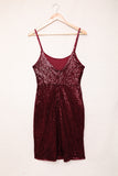 Red Sexy Red Sequin Dress Cami Midi Dress With Side Slit LC617422-3