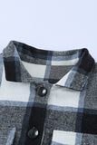 LC851789-2-S, LC851789-2-M, LC851789-2-L, LC851789-2-XL, LC851789-2-2XL, Black Women's Plaid Shirt Collar Button Oversized Midi Lenght Shacket