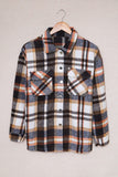 LC255462-5-S, LC255462-5-M, LC255462-5-L, LC255462-5-XL, LC255462-5-2XL, Blue Geometric Plaid Print Pocketed Shirt
