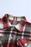 LC255462-3-S, LC255462-3-M, LC255462-3-L, LC255462-3-XL, LC255462-3-2XL, Red Geometric Plaid Print Pocketed Shirt