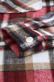 LC255462-3-S, LC255462-3-M, LC255462-3-L, LC255462-3-XL, LC255462-3-2XL, Red Geometric Plaid Print Pocketed Shirt