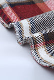 LC255462-3-S, LC255462-3-M, LC255462-3-L, LC255462-3-XL, LC255462-3-2XL, Red Geometric Plaid Print Pocketed Shirt