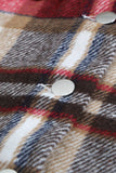LC255462-3-S, LC255462-3-M, LC255462-3-L, LC255462-3-XL, LC255462-3-2XL, Red Geometric Plaid Print Pocketed Shirt
