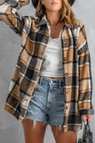 LC8511482-7-S, LC8511482-7-M, LC8511482-7-L, LC8511482-7-XL, LC8511482-7-2XL, Yellow Women's Flannel Plaid Jacket Long Sleeve Buttoned Shirts Coats Shacket