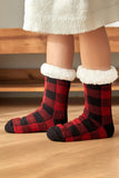 LC09463-3, Red Women's Winter Fuzzy Warm Slipper Socks Thick Christmas Sock