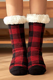 LC09463-3, Red Women's Winter Fuzzy Warm Slipper Socks Thick Christmas Sock