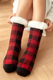 LC09463-3, Red Women's Winter Fuzzy Warm Slipper Socks Thick Christmas Sock
