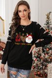 Black Xmas Pullover Shirt Leopard Merry Christmas Sweatshirt for Women LC25311165-2