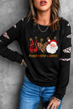 Black Xmas Pullover Shirt Leopard Merry Christmas Sweatshirt for Women LC25311165-2