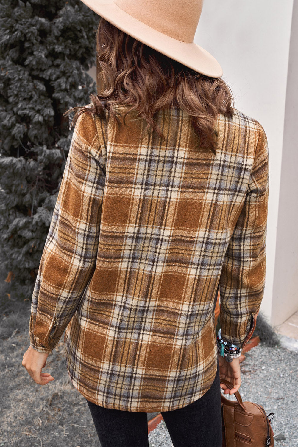 LC2551821-3-S, LC2551821-3-M, LC2551821-3-L, LC2551821-3-XL, LC2551821-3-2XL, Red Oversize Rounded Hem Plaid Shirt with Slits