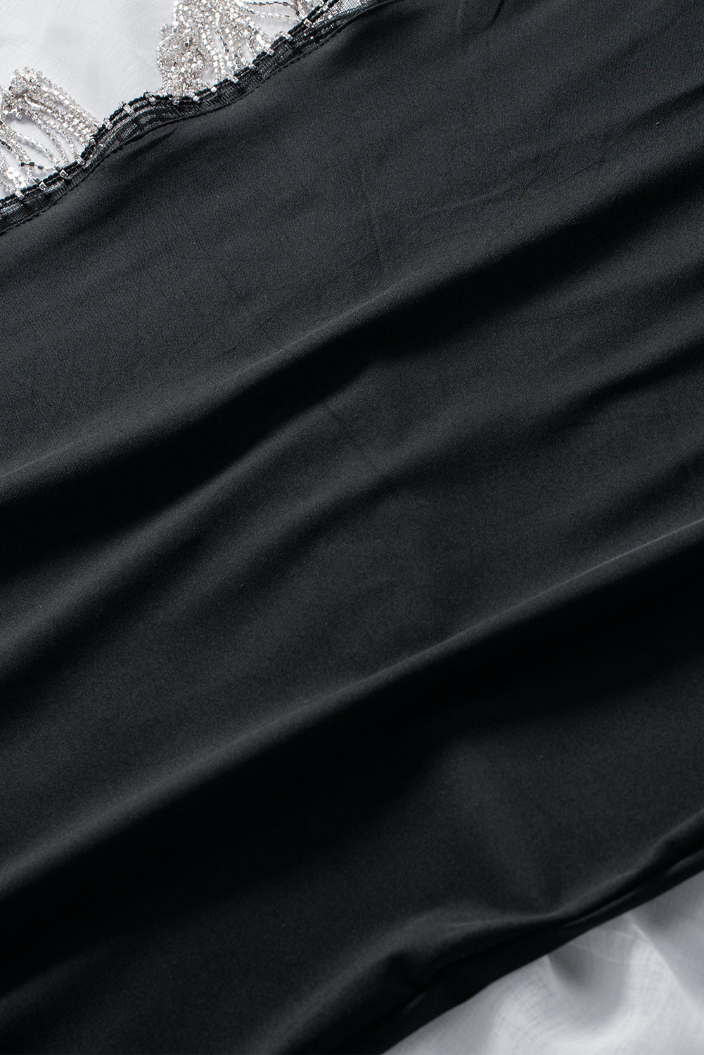 Black Sexy Cut Out Dress Rhinestone Tassel Maxi Dress with Side Slit LC618109-2