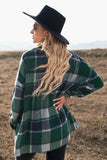LC8511482-9-S, LC8511482-9-M, LC8511482-9-L, LC8511482-9-XL, LC8511482-9-2XL, Green Women's Flannel Plaid Jacket Long Sleeve Buttoned Shirts Coats Shacket