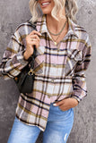 LC255462-10-S, LC255462-10-M, LC255462-10-L, LC255462-10-XL, LC255462-10-2XL, Pink Geometric Plaid Print Pocketed Shirt