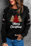 Black Merry Christmas Tree T Shirt Leopard Sweatshirt for Women LC25311255-2