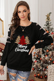 Black Merry Christmas Tree T Shirt Leopard Sweatshirt for Women LC25311255-2