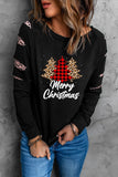 Black Merry Christmas Tree T Shirt Leopard Sweatshirt for Women LC25311255-2