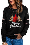 Black Merry Christmas Tree T Shirt Leopard Sweatshirt for Women LC25311255-2