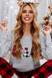 Gray Womens Plaid Christmas Tree Grey Sweatshirt Long Sleeve Tops LC2539528-11