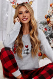 Gray Womens Plaid Christmas Tree Grey Sweatshirt Long Sleeve Tops LC2539528-11