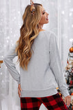 Gray Womens Plaid Christmas Tree Grey Sweatshirt Long Sleeve Tops LC2539528-11