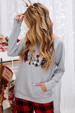 Gray Womens Plaid Christmas Tree Grey Sweatshirt Long Sleeve Tops LC2539528-11