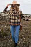 LC255462-14-S, LC255462-14-M, LC255462-14-L, LC255462-14-XL, LC255462-14-2XL, Orange Geometric Plaid Print Pocketed Shirt