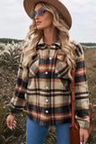 LC255462-14-S, LC255462-14-M, LC255462-14-L, LC255462-14-XL, LC255462-14-2XL, Orange Geometric Plaid Print Pocketed Shirt