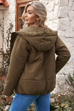 LC856045-17-S, LC856045-17-M, LC856045-17-L, LC856045-17-XL, LC856045-17-2XL, Brown Winter Coats for Women Outdoor Zipper Hooded Coat Outwear with Pockets
