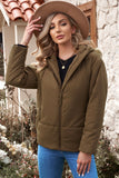 LC856045-17-S, LC856045-17-M, LC856045-17-L, LC856045-17-XL, LC856045-17-2XL, Brown Winter Coats for Women Outdoor Zipper Hooded Coat Outwear with Pockets