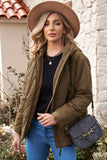 LC856045-17-S, LC856045-17-M, LC856045-17-L, LC856045-17-XL, LC856045-17-2XL, Brown Winter Coats for Women Outdoor Zipper Hooded Coat Outwear with Pockets