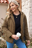 LC856045-17-S, LC856045-17-M, LC856045-17-L, LC856045-17-XL, LC856045-17-2XL, Brown Winter Coats for Women Outdoor Zipper Hooded Coat Outwear with Pockets
