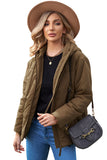 LC856045-17-S, LC856045-17-M, LC856045-17-L, LC856045-17-XL, LC856045-17-2XL, Brown Winter Coats for Women Outdoor Zipper Hooded Coat Outwear with Pockets