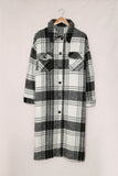 LC8511483-2-S, LC8511483-2-M, LC8511483-2-L, LC8511483-2-XL, LC8511483-2-2XL, Black Women's Casual Shacket Jacket Pocketed Plaid Overcoat