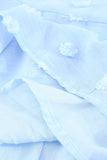 Sky Blue Womens Sleeveless Split Neck Pom Pom Flowy Mini Dress LC225086-4