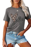 Gray Be Kind Leopard Heart Print Tee Top Casual Short Sleeve Tee Tops LC25213657-11