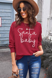 LC2539411-3-S, LC2539411-3-M, LC2539411-3-L, LC2539411-3-XL, LC2539411-3-2XL, Red Women's Long Sleeve Christmas Santa Baby Print Sweatshirt