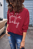 Women's Long Sleeve Christmas Santa Baby Print Sweatshirt