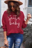 LC2539411-3-S, LC2539411-3-M, LC2539411-3-L, LC2539411-3-XL, LC2539411-3-2XL, Red Women's Long Sleeve Christmas Santa Baby Print Sweatshirt