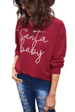 LC2539411-3-S, LC2539411-3-M, LC2539411-3-L, LC2539411-3-XL, LC2539411-3-2XL, Red Women's Long Sleeve Christmas Santa Baby Print Sweatshirt