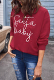 LC2539411-3-S, LC2539411-3-M, LC2539411-3-L, LC2539411-3-XL, LC2539411-3-2XL, Red Women's Long Sleeve Christmas Santa Baby Print Sweatshirt