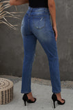 Green Floral Leopard Ripped Boyfriend Distressed Denim Pants Jeans LC782289-9