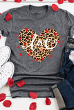 Gray Womens Casual Love Leopard Heart T Shirt Short Sleeve Tee Tops LC25213716-11