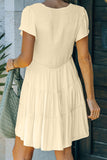 Beige White Ruffle Dress Smocked Flowy Mini Dress for Women LC2210934-15